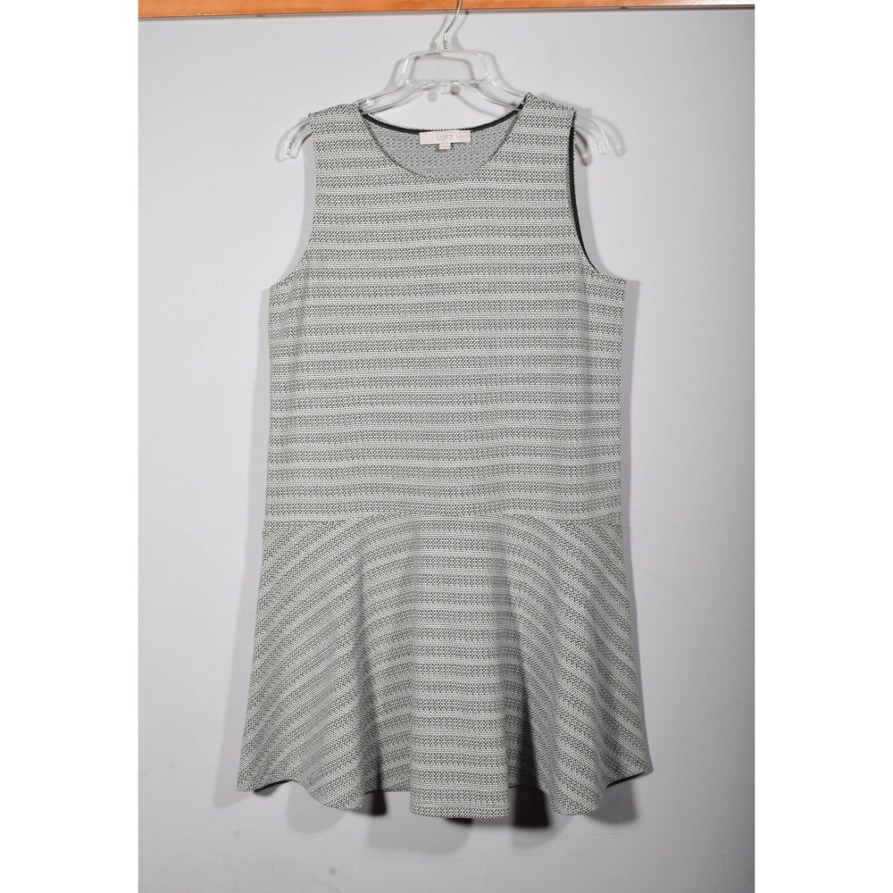 Ann Taylor LOFT Black & White Tweed Stretch Fit & Flare Jumper Dress Sz L